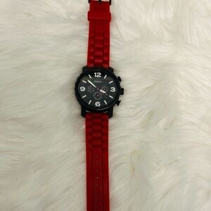 Fossil Black Dial with Red Strap Watch
